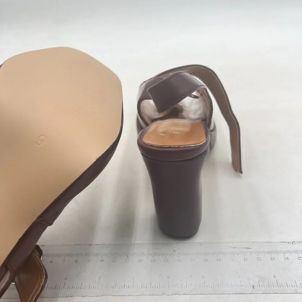 FYS Wine Platform Square Toe Pumps Chunky Block High Heel Mary Janes Slingback - Picture 6 of 8